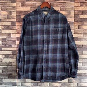 EUC Mens MediumWeatherproof Blue and Red Casual Button Down Flannel Shirt